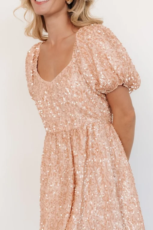 Ainsley Sequin Short Dress | Rose Gold