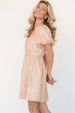 Ainsley Sequin Short Dress | Rose Gold