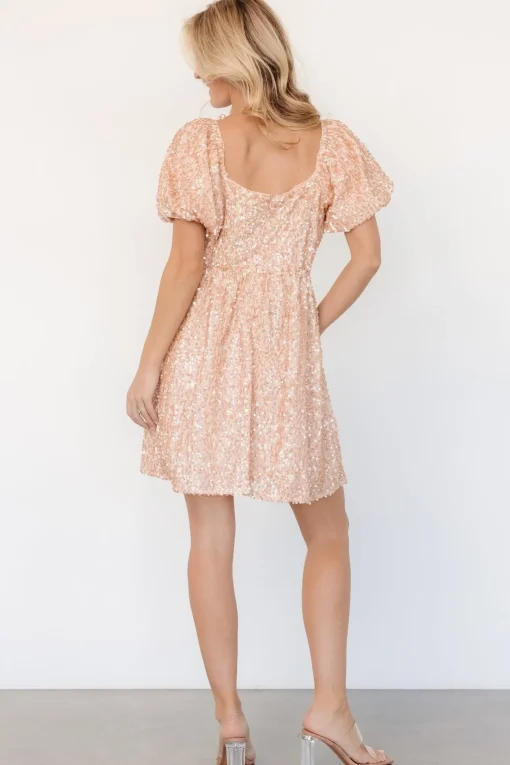 Ainsley Sequin Short Dress | Rose Gold