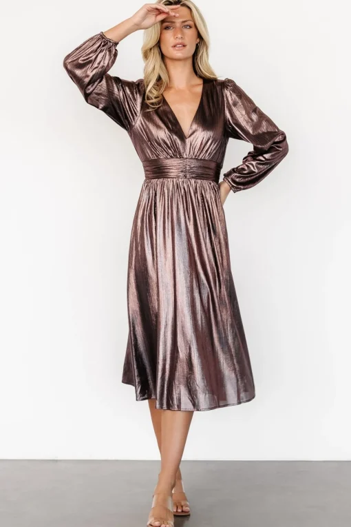 Aisha Shimmer Dress | Bronze
