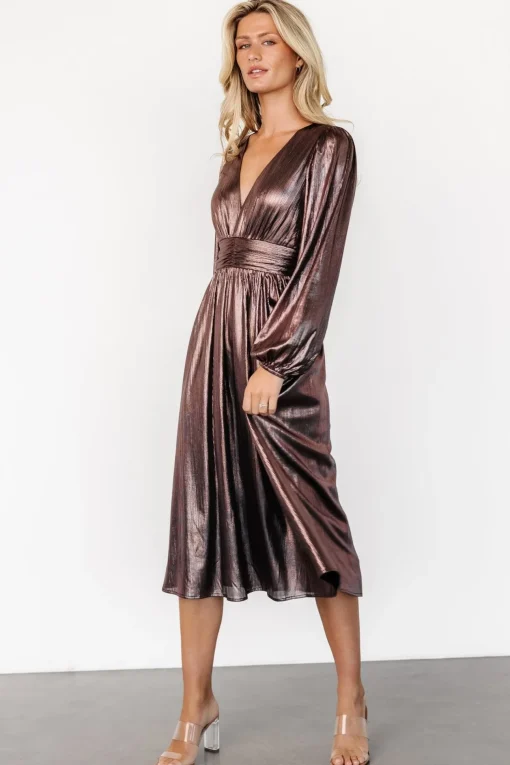 Aisha Shimmer Dress | Bronze