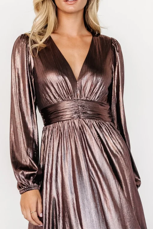 Aisha Shimmer Dress | Bronze