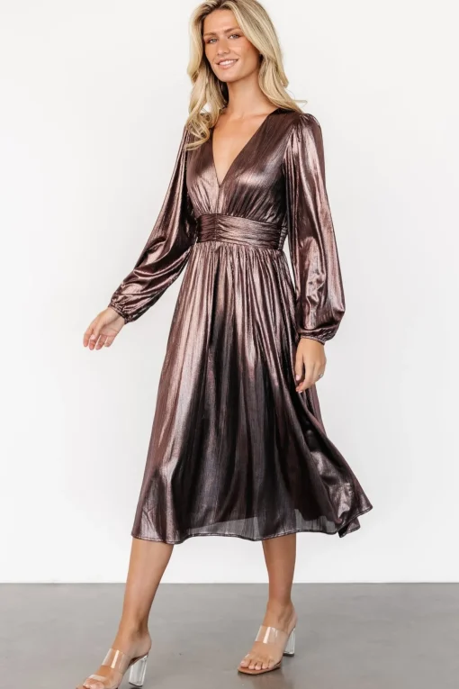 Aisha Shimmer Dress | Bronze