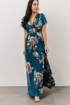 Alexandria Smocked Maxi Dress | Blue Floral