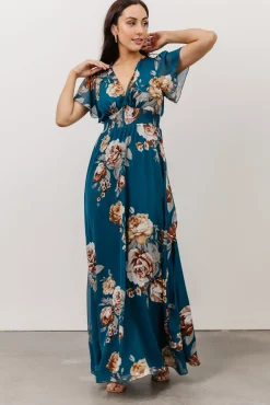 Alexandria Smocked Maxi Dress | Blue Floral