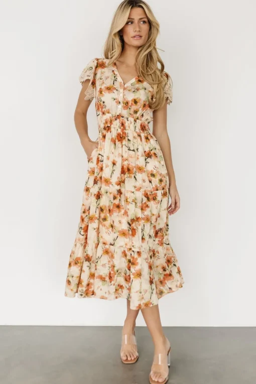 Aliyah Midi Dress | Coral Floral