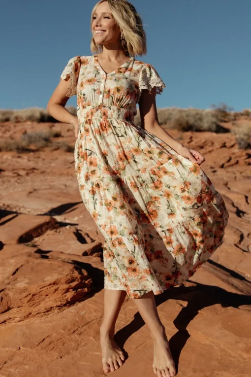 Aliyah Midi Dress | Coral Floral