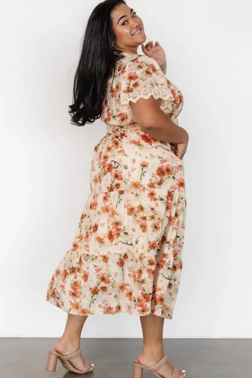 Aliyah Midi Dress | Coral Floral