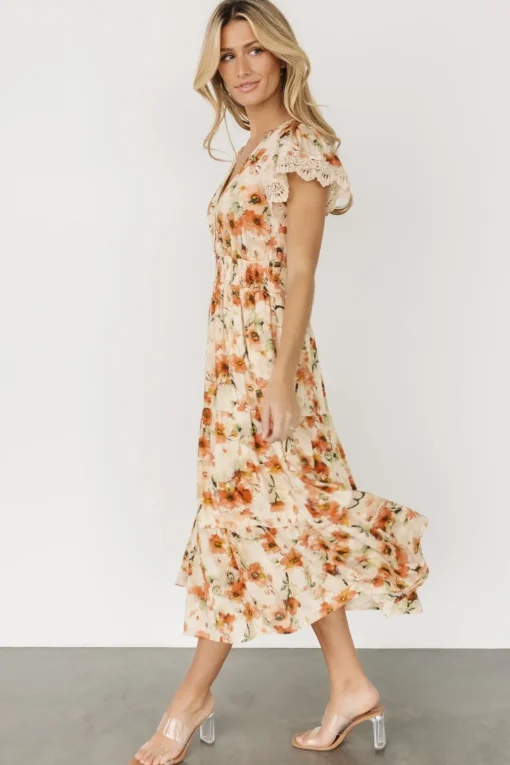 Aliyah Midi Dress | Coral Floral