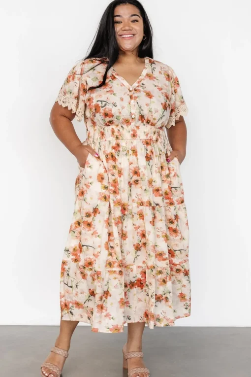 Aliyah Midi Dress | Coral Floral