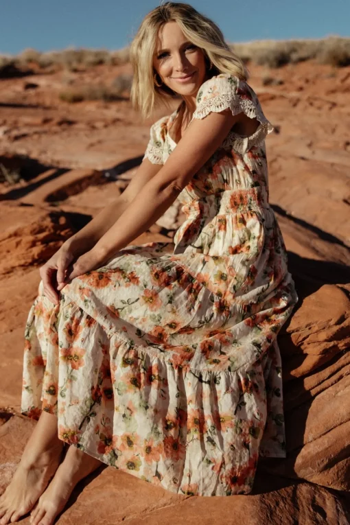 Aliyah Midi Dress | Coral Floral