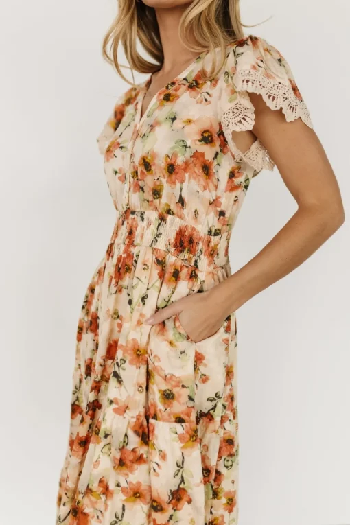 Aliyah Midi Dress | Coral Floral