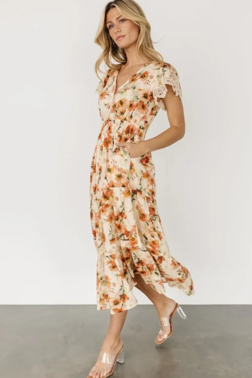 Aliyah Midi Dress | Coral Floral