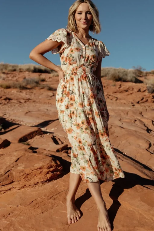 Aliyah Midi Dress | Coral Floral