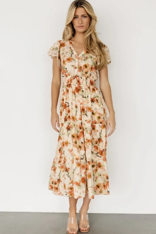 Aliyah Midi Dress | Coral Floral