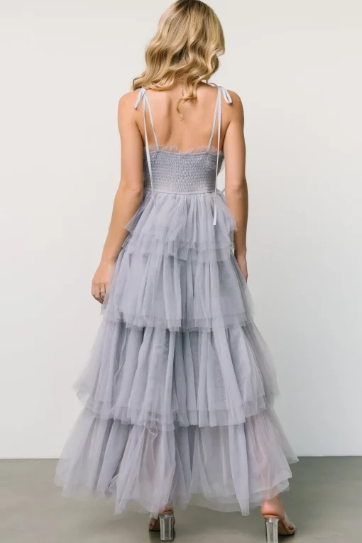 Alora Tulle Tiered Maxi Dress | Dusty Slate