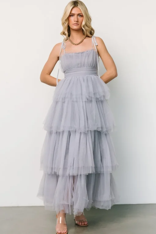 Alora Tulle Tiered Maxi Dress | Dusty Slate