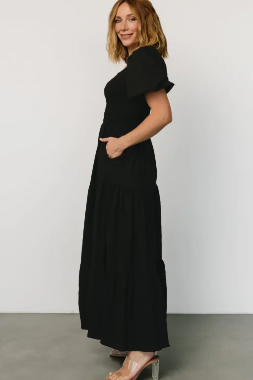 Amaya Smocked Dress | Black