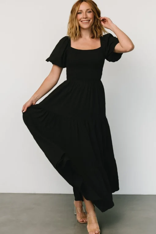 Amaya Smocked Dress | Black