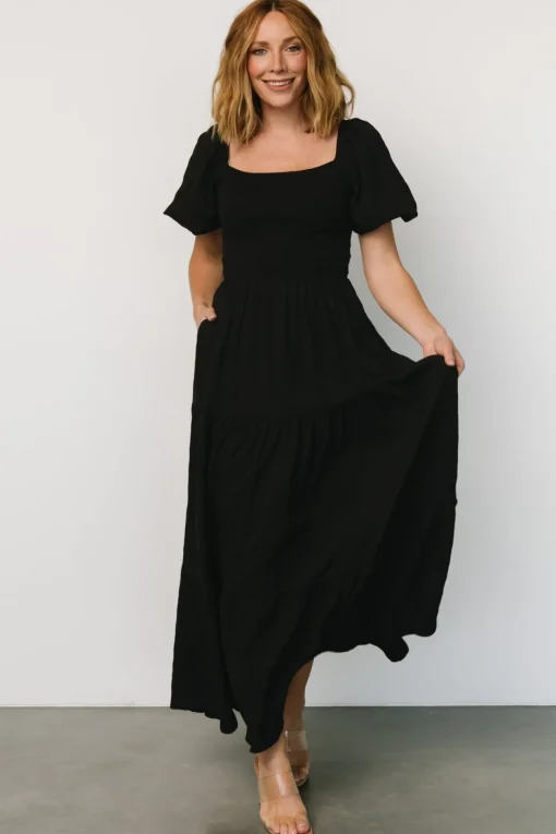 Amaya Smocked Dress | Black