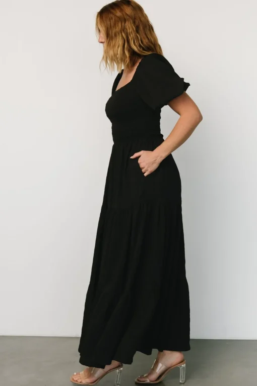 Amaya Smocked Dress | Black