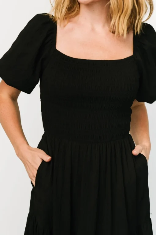 Amaya Smocked Dress | Black