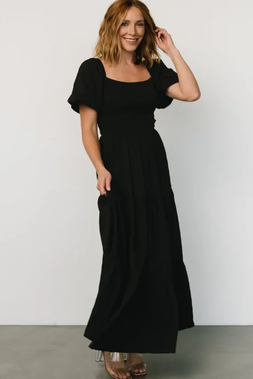 Amaya Smocked Dress | Black