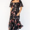 Annabeth Midi Dress | Black Floral
