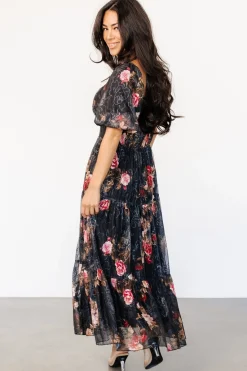 Annabeth Midi Dress | Black Floral