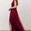 Annika Sequin Mesh Maxi Dress | Wine