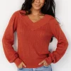 Ashby V Neck Sweater Top | Light Rust