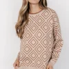Asther Diamond Sweater | Oatmeal + Camel