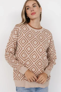 Asther Diamond Sweater | Oatmeal + Camel