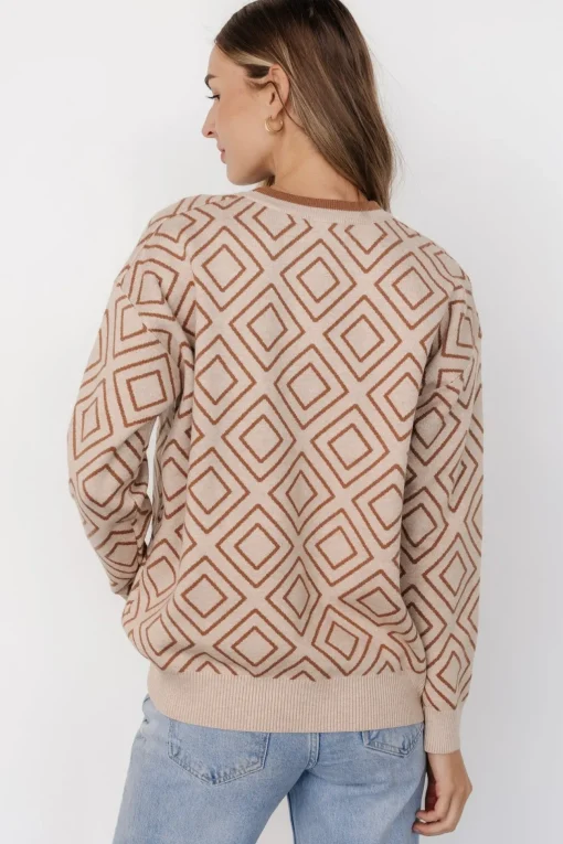 Asther Diamond Sweater | Oatmeal + Camel