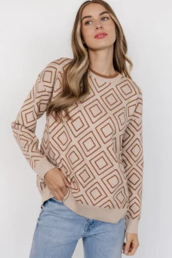 Asther Diamond Sweater | Oatmeal + Camel