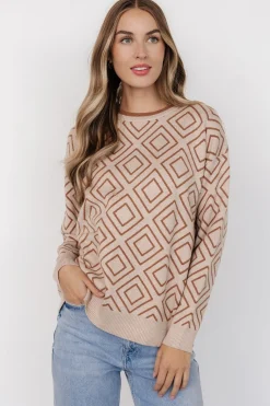 Asther Diamond Sweater | Oatmeal + Camel