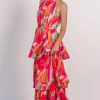 Autumn Halter Maxi Dress | Fuchsia Multi