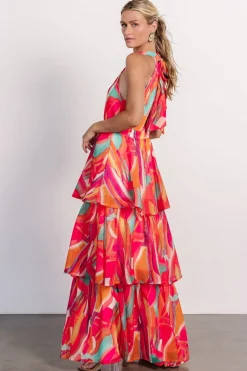 Autumn Halter Maxi Dress | Fuchsia Multi