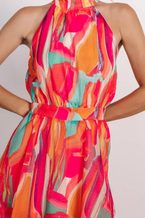 Autumn Halter Maxi Dress | Fuchsia Multi