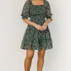 Azlyn Smocked Short Dress | Green + Pink Floral