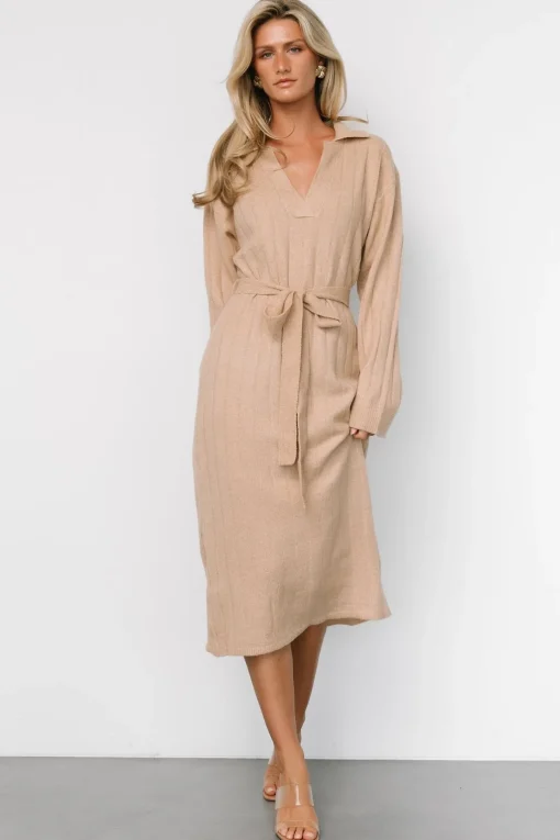 Barrie Sweater Dress | Light Tan
