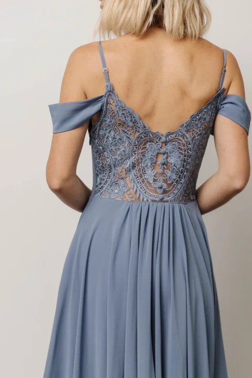 Bianca Lace Maxi Dress | Dusty Blue