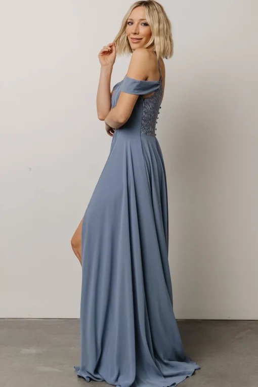 Bianca Lace Maxi Dress | Dusty Blue
