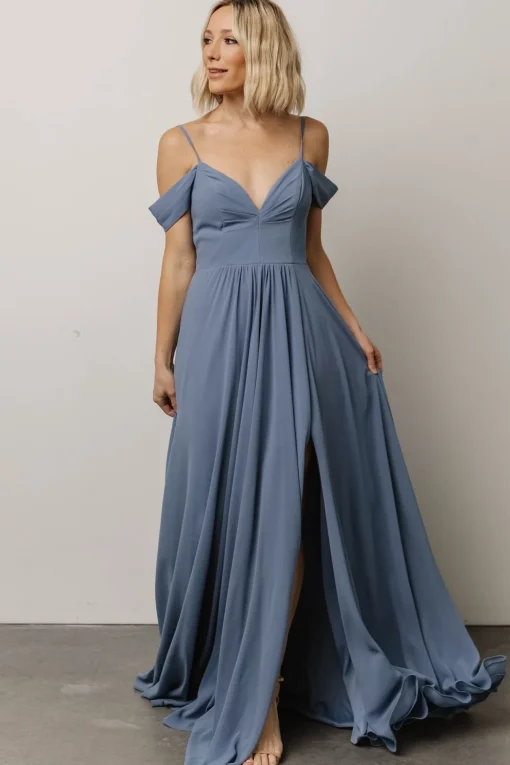 Bianca Lace Maxi Dress | Dusty Blue