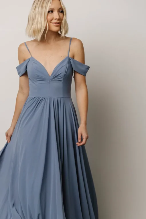 Bianca Lace Maxi Dress | Dusty Blue