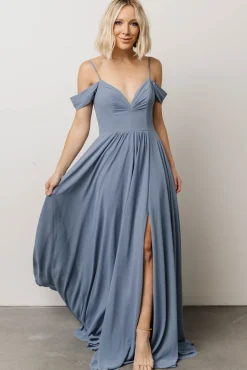 Bianca Lace Maxi Dress | Dusty Blue