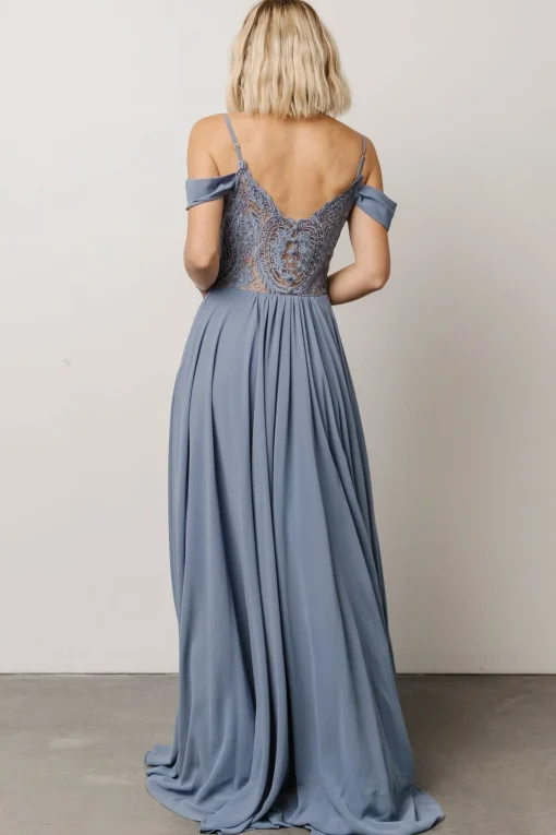 Bianca Lace Maxi Dress | Dusty Blue