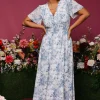 Birdie Maxi Dress | Off White + Blue