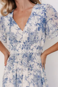 Birdie Maxi Dress | Off White + Blue