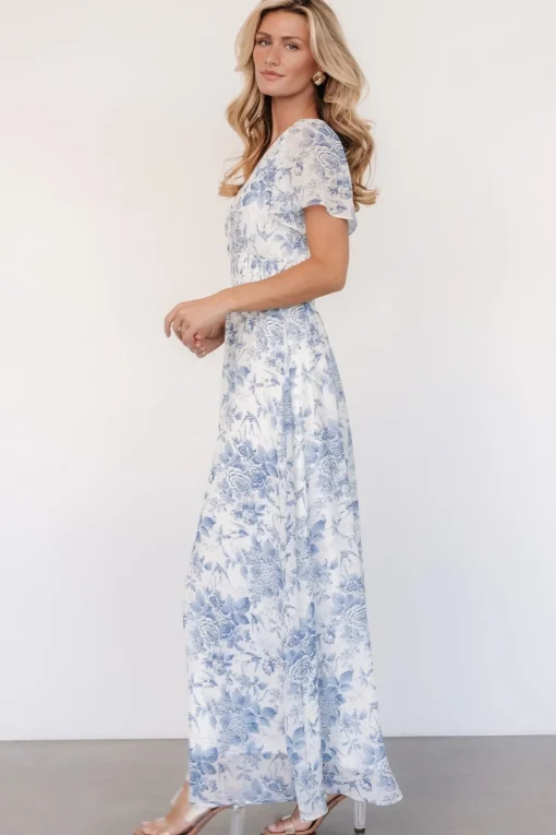 Birdie Maxi Dress | Off White + Blue